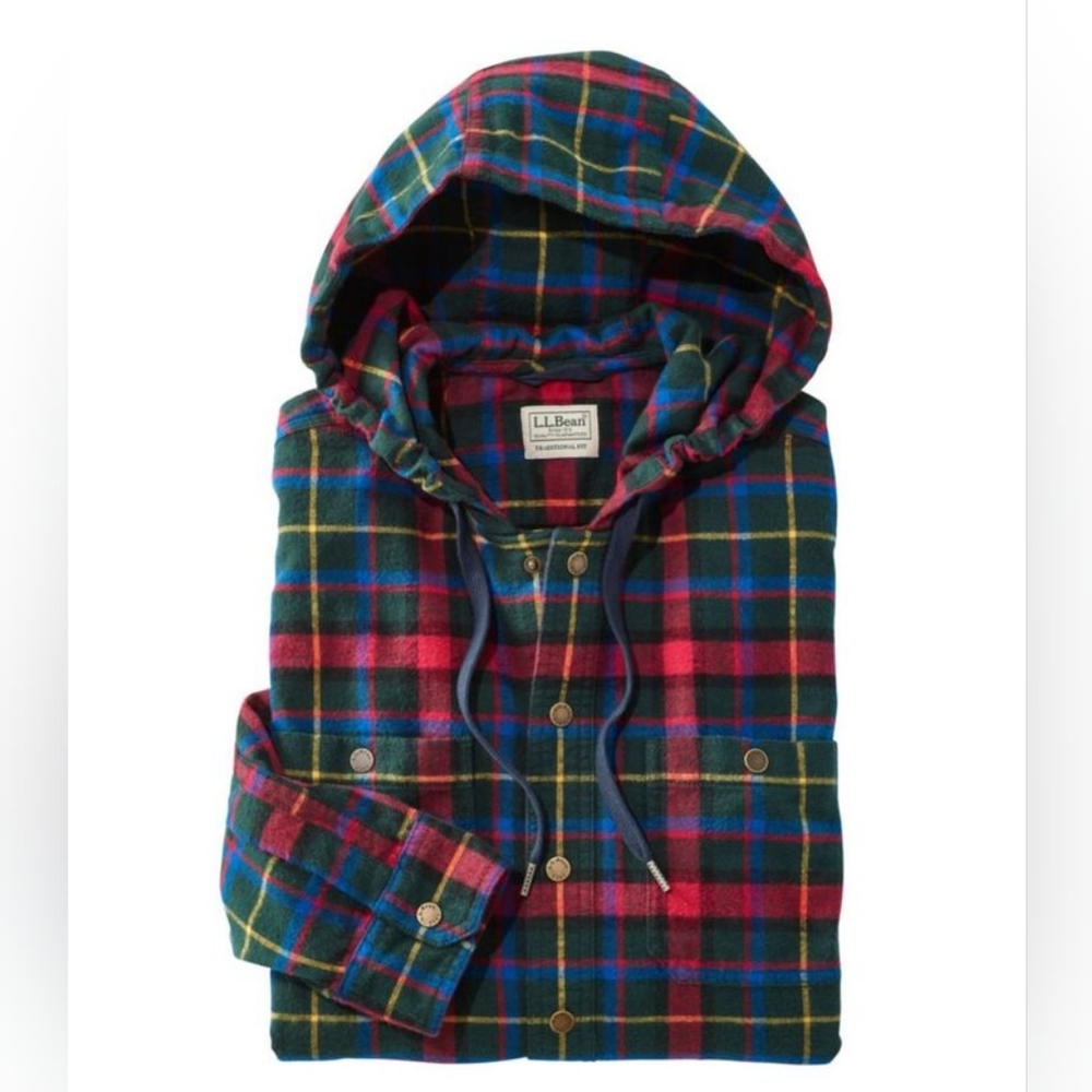 Mens L.L. Bean hooded flannel Medium